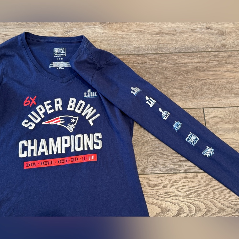Fanatics NFL 2019 New England Patriots 6x Super Bowl LIII Champions T-Shirt - Picture 7 of 9